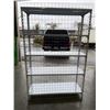 Image 3 : NEW ASSEMBLED.  WHITE METAL SHELVING UNIT WITH REAR CAGE BACKING 48" WIDE, 70 INCH TALL, 16 INCH DEE