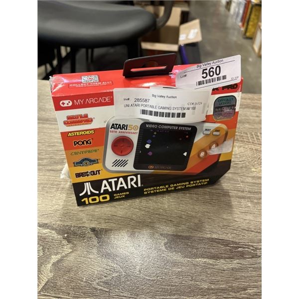 UNI ATARI PORTABLE GAMING SYSTEM W/ 100 GAMES