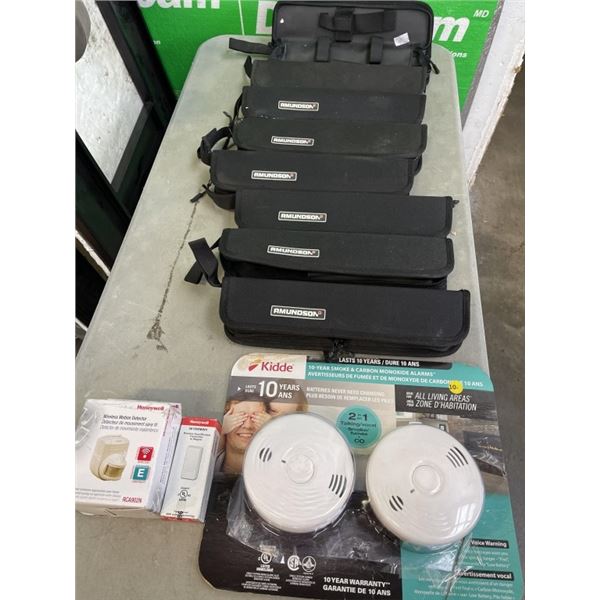 KIDDIE SMOKE AND CARBON MONOXIDE ALARMS AND HONEYWELL WIRELESS MOTION DETECTOR AND WIRELESS DOOR/WIN