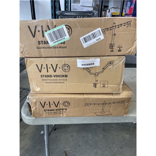 VIVO DUAL MONITOR DESK MOUNT AND VIVO DUAL ULTRA WIDE MONITOR DESK STAND WITH GLASS BASE AND CLAMP O