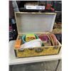 Image 2 : VINTAGE STORAGE TRUNK FULL OF STORSAGE BASKETS, WOOVEN AND PLASTIC