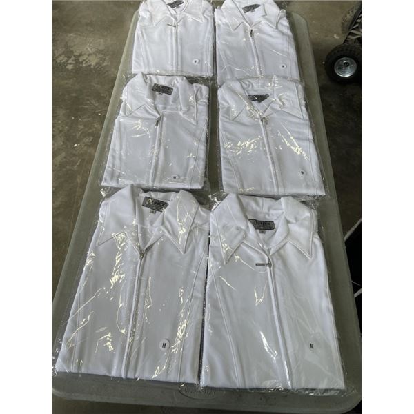 6 NEW WHITE LONG SLEEVE SHIRTS - SIZE MEDIUM