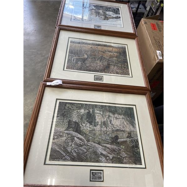 3 FRAMED SIGNED PRINTS