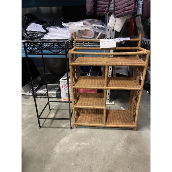 METAL PLANT STAND AND WICKER RACK