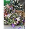 Image 1 : BOX OF ARTIFICAL FLOWERS AND WREATH