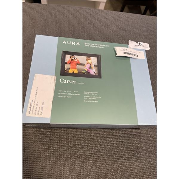NEW AURA CARVER GRAVEL 10 INCH DIGITAL PHOTO FRAME, HI-RES DISPLAY, PHONE TO SCREEN EASY SET UP, WIF
