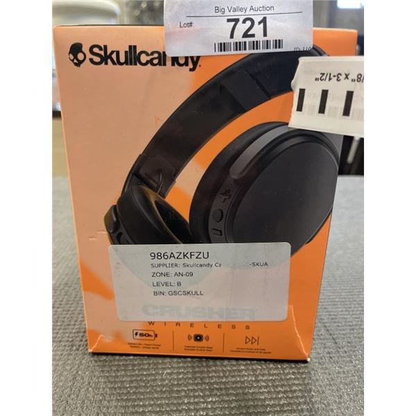 SKULLCANDY CRUSHER OVER EAR SOUND ISOLAING BLUETOOTH HEADPHONES - TESTED WORKING, RETAIL $149