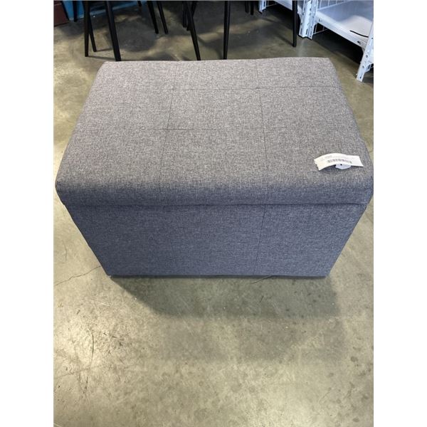 GREY FABRIC STORAGE OTTOMAN
