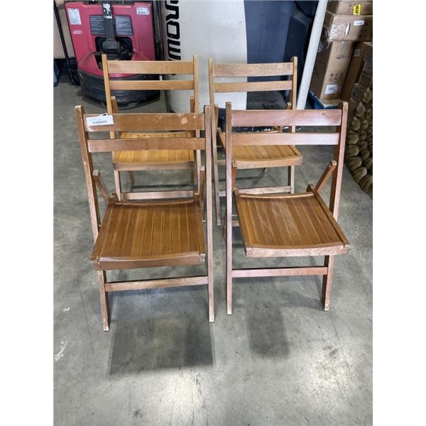 4 WOOD FOLDING CHAIRS