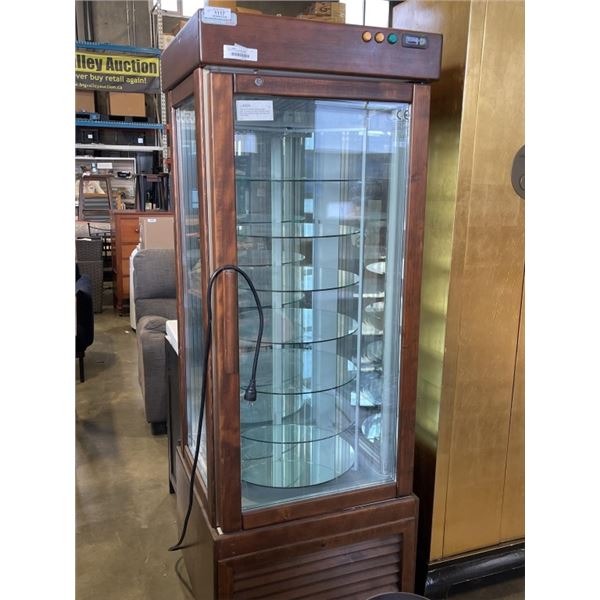 TEKNA LINE REVOLVING GLASS REFRIGERATED DISPLAY COOLER, WITH 7 GLASS SHELVES,4 SIDED GLAS CABINET, B
