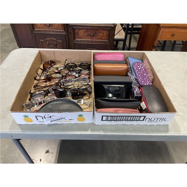 2 TRAYS OF READING GLASSES AND CASES