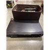 Image 1 : LEATHER BASKET OF ASSORTED DVDS AND DVD PLAYER