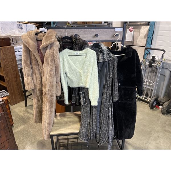 5 LADIES WINTER COATS AND SWEATER, ASSORTED SIZE