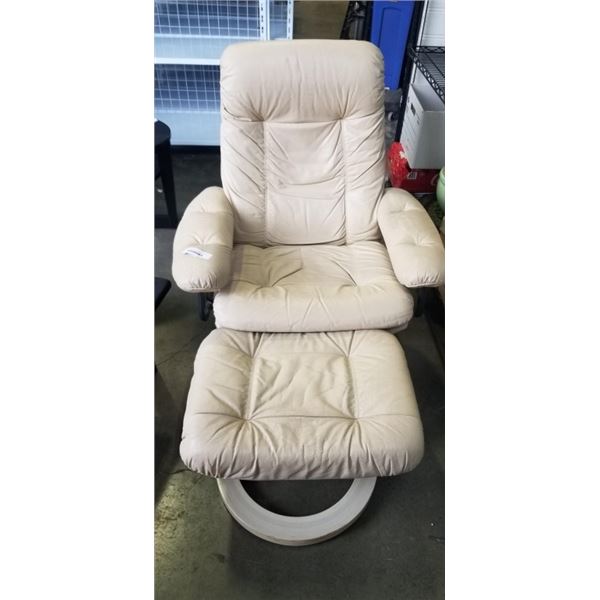 LEATHER RECLINING CHAIR AND OTTOMAN