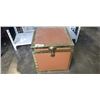 Image 1 : VINTAGE BRASS BOUND SHIPPING TRUNK WITH KEY