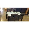 Image 1 : MODERN GLASS TOP DRAW LEAF DINING TABLE WITH 4 CHAIRS