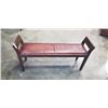 Image 1 : ANTIQUE BROWN LEATHER ENTRY BENCH