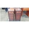 Image 1 : ANTIQUE PAIR OF NIGHTSTANDS, RESTMORE FURNITURE VANCOUVER BC, REAR BRASS GALLERY, 4 DRAWERS