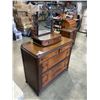 Image 2 : ANTIQUE RESTMORE FURNITURE VANCOUVER BC, DRESSER WITH BRASS CORNER GALLERY AND DRESSER TOP MIRROR WI