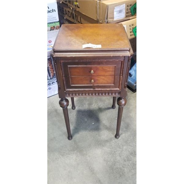 ANTIQUE 2 DRAWER SIDE TABLE, RESTMORE FURNITURE VANCOUVER BC