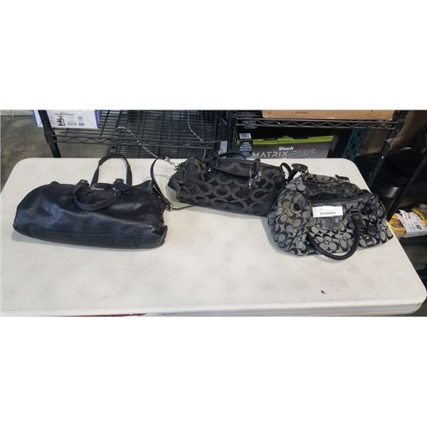 3 LADIES COACH PURSES, ONE IS LEATHER