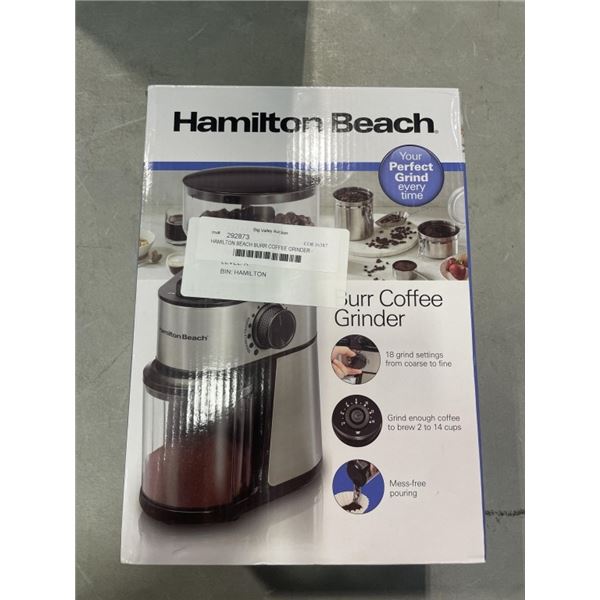 HAMILTON BEACH BURR COFFEE GRINDER - TESTED WORKING