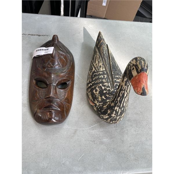 WOODEN MASK AND DUCK