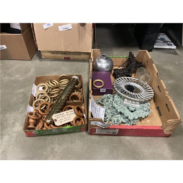 ASSORTED HOUSEHOLD DECOR AND DRAPERY RINGS.