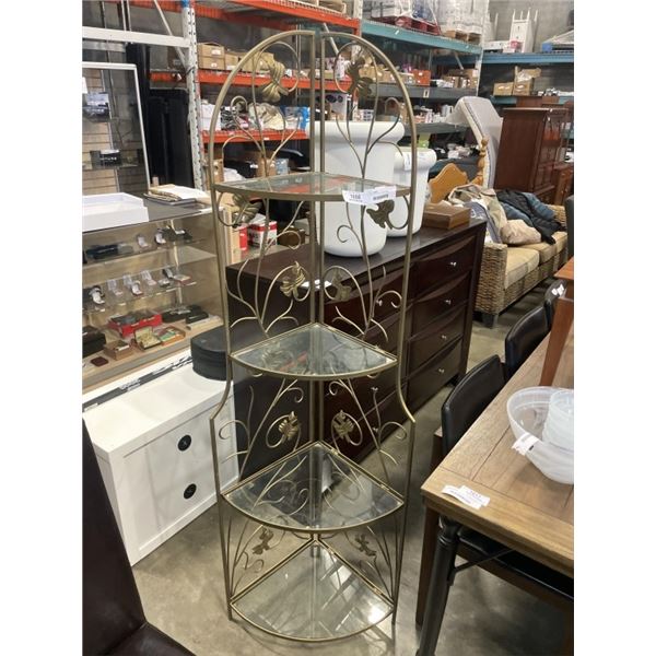 DECORATIVE METAL FOLDING GLASS CORNER SHELF