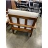 Image 7 : MODERN WOOD FRAME ARMCHAIR AND MATCHING FOOT STOOL, GOOD CONDITION