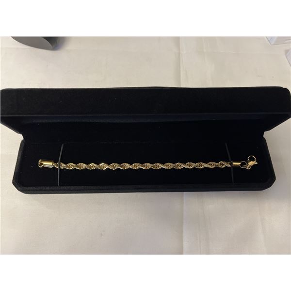 NEW 14K GOLD PLATED 7.0MM ROPE BRACELET 8" LONG