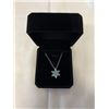 Image 1 : NEW PLATINUM PLATED 20.0MM BLUE SIMULATED DIAMOND (CZ) SNOWFLAKE NECKLACE, CHAIN 19" LONG