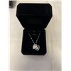 Image 1 : NEW PLATINUM PLATED 20.0MM SIMULATED DIAMOND (CZ) HEART CLUSTER NECKLACE W/ 7.0MM SYNTHETIC PEARL, A