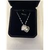 Image 2 : NEW PLATINUM PLATED 20.0MM SIMULATED DIAMOND (CZ) HEART CLUSTER NECKLACE W/ 7.0MM SYNTHETIC PEARL, A