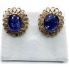 Image 1 : GOLD PLATED STERLING SILVER NATURAL TANZANITE (11CT) WITH NATURAL DIAMOND (0.50CT) EARRINGS, W/A $10