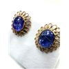 Image 2 : GOLD PLATED STERLING SILVER NATURAL TANZANITE (11CT) WITH NATURAL DIAMOND (0.50CT) EARRINGS, W/A $10