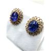 Image 3 : GOLD PLATED STERLING SILVER NATURAL TANZANITE (11CT) WITH NATURAL DIAMOND (0.50CT) EARRINGS, W/A $10