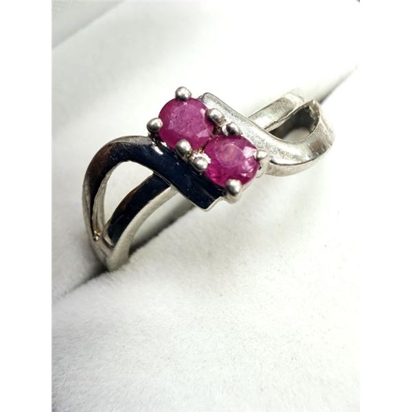 STERLING SILVER NATURAL ENHANCED RUBY (0.30CT) RING, SIZE 7, W/A $445.00. RUBY IS THE BIRTHSTONE FOR