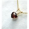 Image 3 : 10KT YELLOW GOLD NATURAL GARNET AND DIAMOND HEART SHAPE PENDANT WITH GOLD  PLATED STERLING SILVER CH