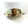 Image 1 : GOLD PLATED STERLING SILVER NATURAL TIGER EYE (1.59CT)  AND CZ RING, SIZE 10, W/A $1000.00.