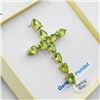 Image 1 : STERLING SILVER NATURAL PERIDOT (11CT) CROSS PENDANT WITH STERLING SILVER CHAIN, W/A $825.00. PERIDO