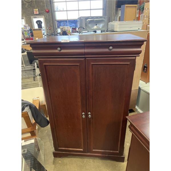 SOLID WOOD FURNITURE CO. 2 DOOR WARDROBE WITH INNER DRAWERS AND JEWELLERY DRAWERS AT TOP