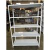 Image 2 : NEW WHITE METAL SHELVING UNIT WITH REAR CAGE BACKING 48" WIDE, 70 INCH TALL, 16 INCH DEEP, 5 TIER