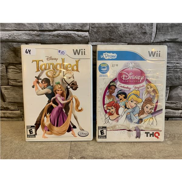 Lot of 2 Wii Games Disney Tangled & U Draw Disney Enchanting Storybooks