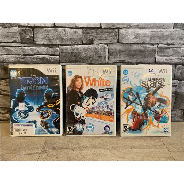 Lot of 3 Wii Games Winter Stars / Shaun White / Tron Evolution Battle Grids