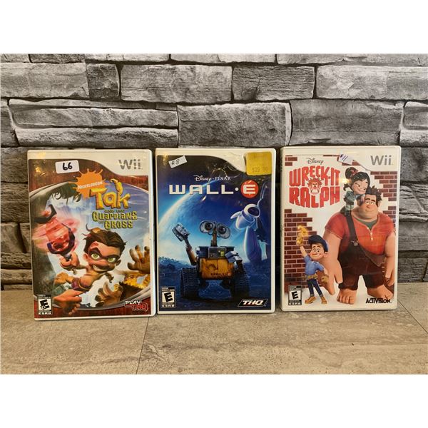 Lot of 3 Wii Games Tak Guardian of Gross /Wall.E/ Wreck It Ralph