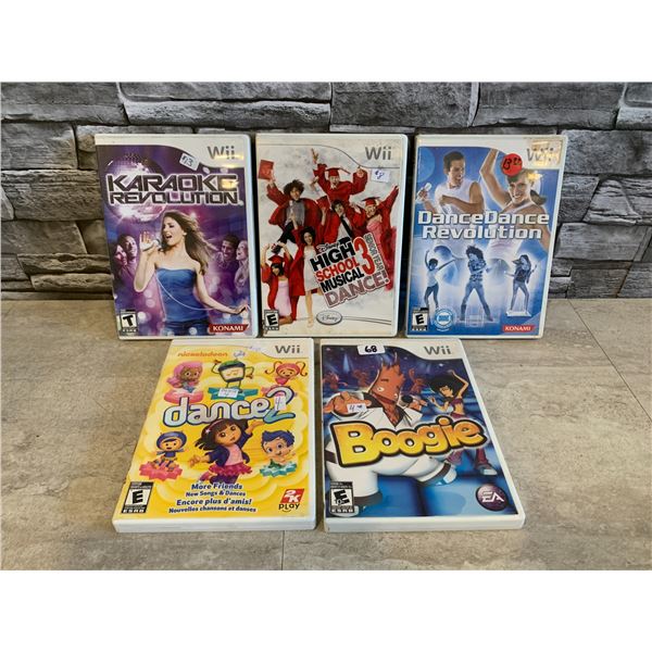 Lot of 5 Wii Games Boogie/Dance 2 / Dance Revolution/High School Musical 3 /Karaoke Revolution