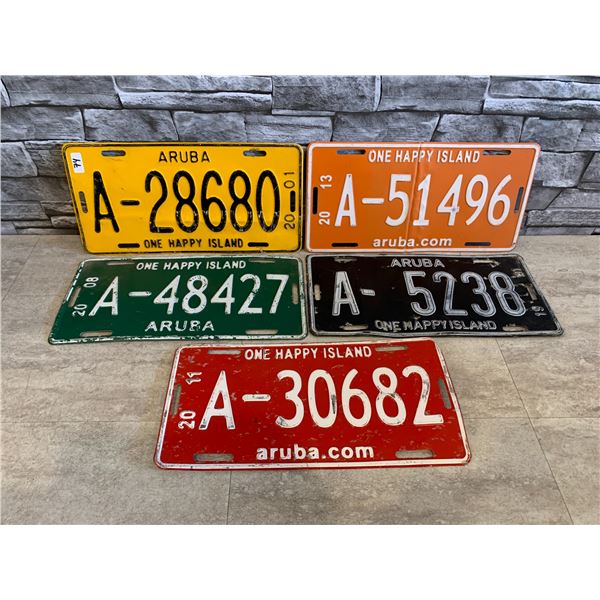 Lot of 5 Aruba License Plates