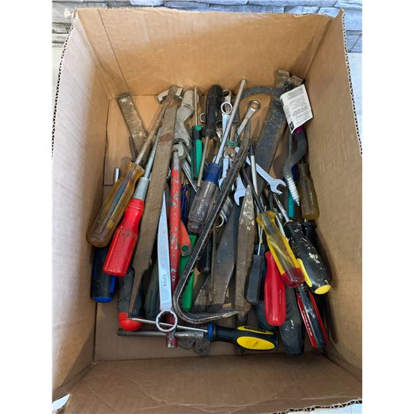 Box of Various Hand Tools - Wrenches / Pliers Etc