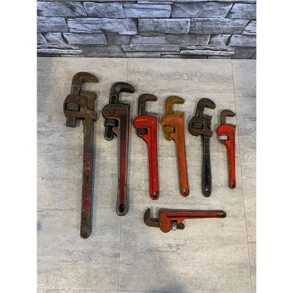 Lot of 7 Assorted Pipe Wrenches